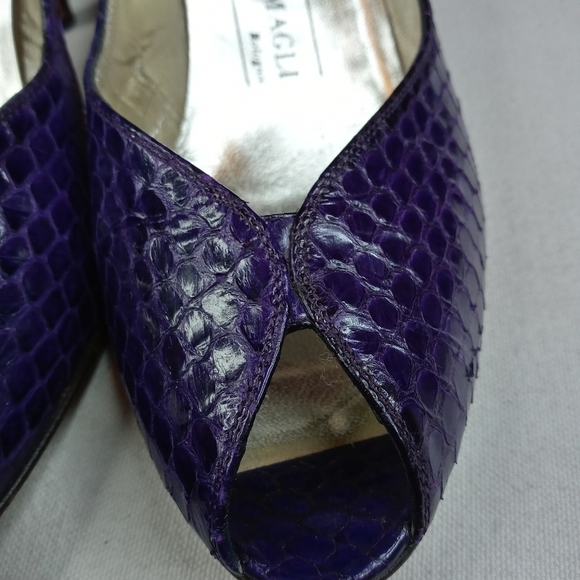 Bruno Magli Women Shoe Pumps 2.5" Heel Purple Snak - Picture 5 of 11